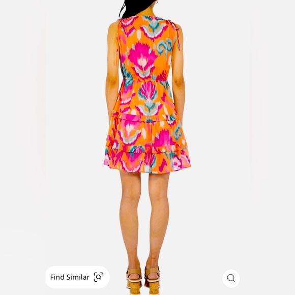 BANJANAN [Revolve] Becca Ikat Dress in Spice SMALL 100% Cotton Sleeveless Tiered - Picture 2 of 16